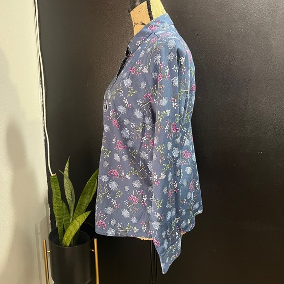 Foxcroft Appleseed's Floral Button Down Shirt Wrinkle Free 14P Large Petite - Picture 3 of 8